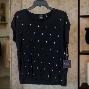 Rafaella Sleeveless Blouse Black Sz Petite Medium NWT